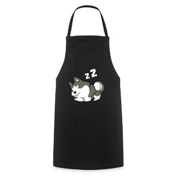 Lazy Husky Dog Sleeping Siberian Husky - Cooking Apron - black - Front - AI Model Male 185 dark (185cm)