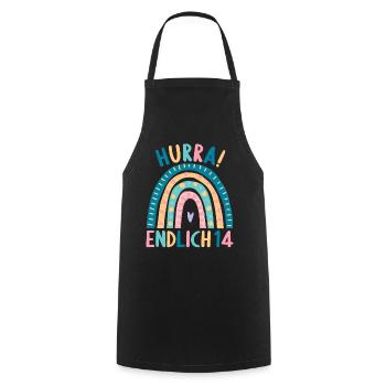 14 Jahre alt Rainbow Regenbogen 14. Geburtstag - Kochschürze - Schwarz - Vorne - AI Model Male 185 dark (185cm)