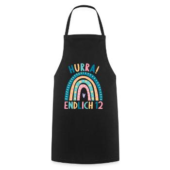 12 Jahre alt Rainbow Regenbogen 12. Geburtstag - Kochschürze - Schwarz - Vorne - AI Model Male 185 dark (185cm)
