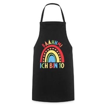 10 Jahre alt Rainbow Regenbogen 10. Geburtstag - Kochschürze - Schwarz - Vorne - AI Model Male 185 dark (185cm)