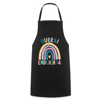 14 Jahre alt Rainbow Regenbogen 14. Geburtstag - Kochschürze - Schwarz - Vorne - AI Model Male 185 dark (185cm)