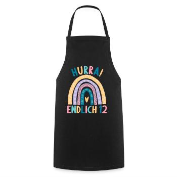 12 Jahre alt Rainbow Regenbogen 12. Geburtstag - Kochschürze - Schwarz - Vorne - AI Model Male 185 dark (185cm)