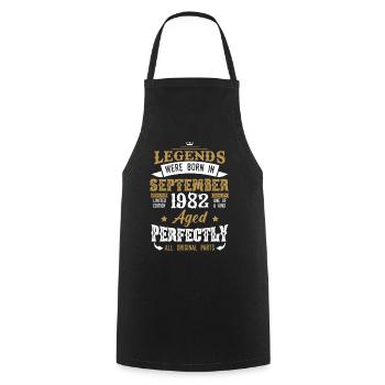 Born September 1982 Birthday Gift - Cooking Apron - black - Front - AI Model Male 185 dark (185cm)