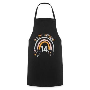 14 years old Rainbow Rainbow 14th birthday - Cooking Apron - black - Front - AI Model Male 185 dark (185cm)