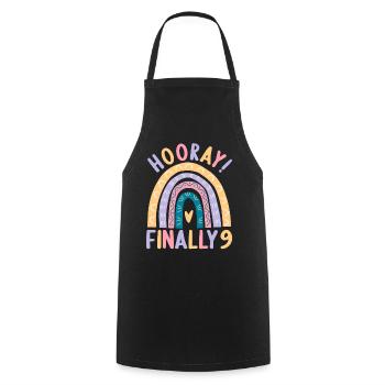 9 years old Rainbow Rainbow 9th birthday - Cooking Apron - black - Front - AI Model Male 185 dark (185cm)