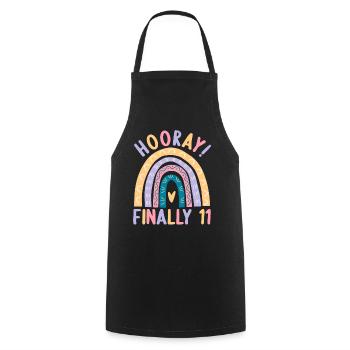 11 years old Rainbow Rainbow 11th birthday - Cooking Apron - black - Front - AI Model Male 185 dark (185cm)
