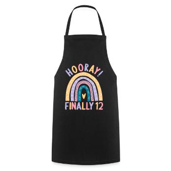 12 years old Rainbow Rainbow 12th birthday - Cooking Apron - black - Front - AI Model Male 185 dark (185cm)