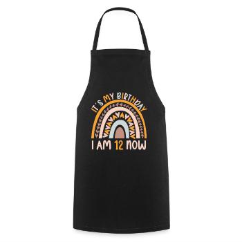 12 years old Rainbow Rainbow 12th birthday - Cooking Apron - black - Front - AI Model Male 185 dark (185cm)