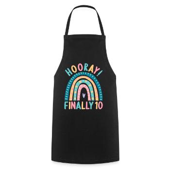 10 years old Rainbow Rainbow 10th birthday - Cooking Apron - black - Front - AI Model Male 185 dark (185cm)