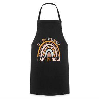 14 years old Rainbow Rainbow 14th birthday - Cooking Apron - black - Front - AI Model Male 185 dark (185cm)