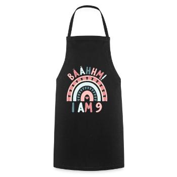 9 years old Rainbow Rainbow 9th birthday - Cooking Apron - black - Front - AI Model Male 185 dark (185cm)