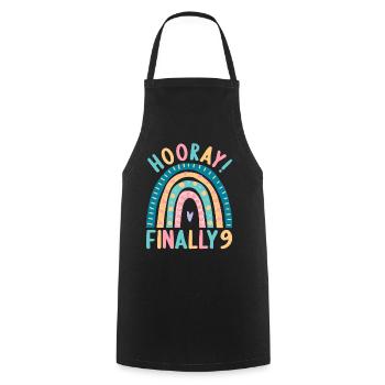 9 years old Rainbow Rainbow 9th birthday - Cooking Apron - black - Front - AI Model Male 185 dark (185cm)