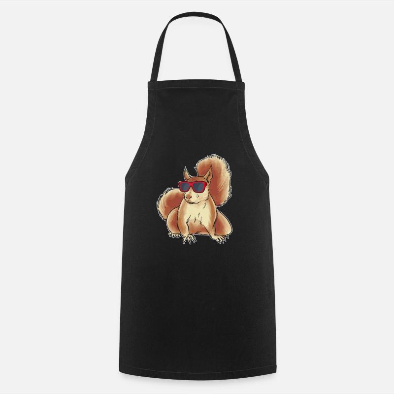 Eichhörnchen mit Sonnenbrille Cooles Eichhörnchen - Kochschürze - Schwarz