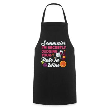 Sommelier Wine Drinking Tasting - Kochschürze - Schwarz - Vorne - AI Model Male 185 dark (185cm)