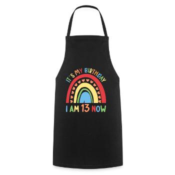 13 ans Rainbow Rainbow 13ème anniversaire - Tablier de cuisine - noir - Devant - AI Model Male 185 dark (185cm)