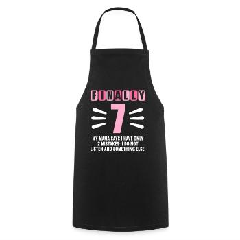 Enfin 7 maman dit n’avoir que 2 erreurs 7ème anniversaire - Tablier de cuisine - noir - Devant - AI Model Male 185 dark (185cm)