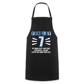 Enfin 7 maman dit n’avoir que 2 erreurs 7ème anniversaire - Tablier de cuisine - noir - Devant - AI Model Male 185 dark (185cm)