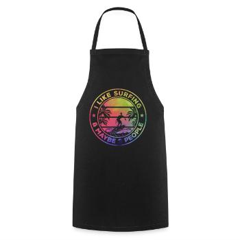 Surf J’aime le surf et peut-être 3 personnes - - Tablier de cuisine - noir - Devant - AI Model Male 185 dark (185cm)