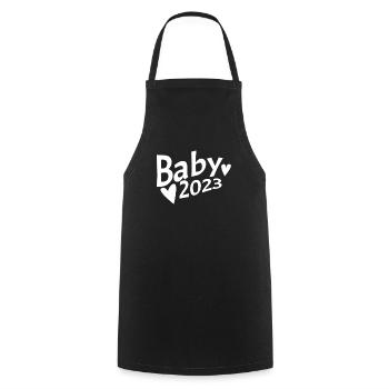 Baby 2023 - Birth Pregnant 2023 Pregnancy - Cooking Apron - black - Front - AI Model Male 185 dark (185cm)