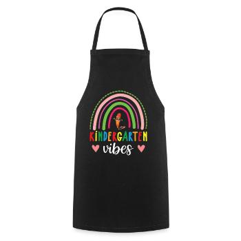 Groovy Hello Kindergarten Vibes Professeur rétro - Tablier de cuisine - noir - Devant - AI Model Male 185 dark (185cm)