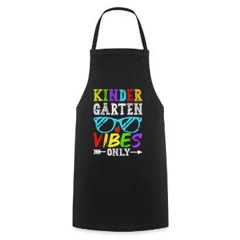 Groovy Hello Kindergarten Vibes Professeur rétro - Tablier de cuisine - noir - Devant - AI Model Male 185 dark (185cm)