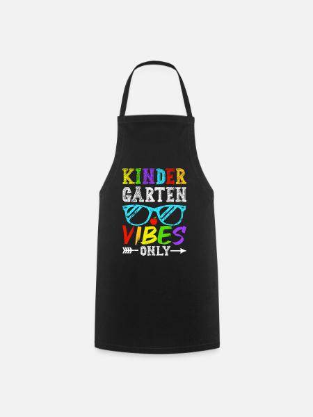Groovy Hello Kindergarten Vibes Retro Teacher - Cooking Apron - black