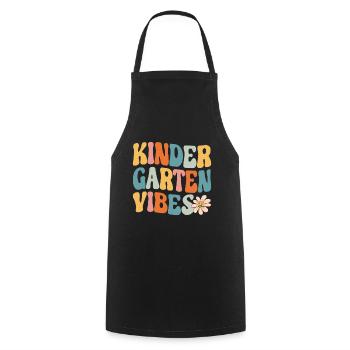 Groovy Hello Kindergarten Vibes Professeur rétro - Tablier de cuisine - noir - Devant - AI Model Male 185 dark (185cm)