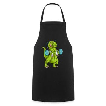 Sport Training Weight Lifter Workout Exercise T-Rex - Cooking Apron - black - Front - AI Model Male 185 dark (185cm)