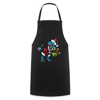 Santa Claus T-Rex Gift Package Christmas - Cooking Apron - black - Front - AI Model Male 185 dark (185cm)