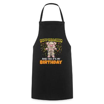 Effrayant Joyeux Halloween et oui c’est mon anniversaire - Tablier de cuisine - noir - Devant - AI Model Male 185 dark (185cm)
