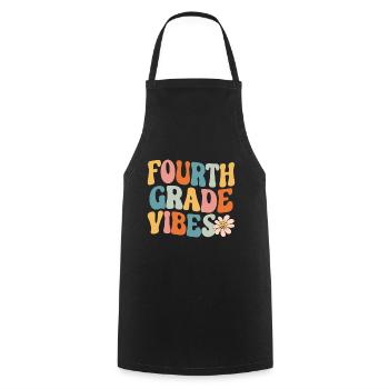 Fourth Grade Vibes - 4th Grade Team Retro 1st Day - Cooking Apron - black - Front - AI Model Male 185 dark (185cm)