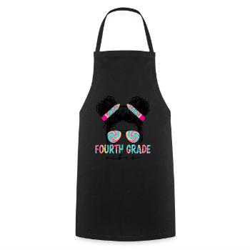 Fourth Grade Vibes - 4th Grade Team Retro 1st Day - Cooking Apron - black - Front - AI Model Male 185 dark (185cm)