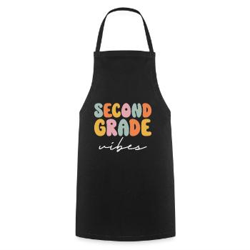 Back To School Second Grade Vibes Retro Teacher - Cooking Apron - black - Front - AI Model Male 185 dark (185cm)