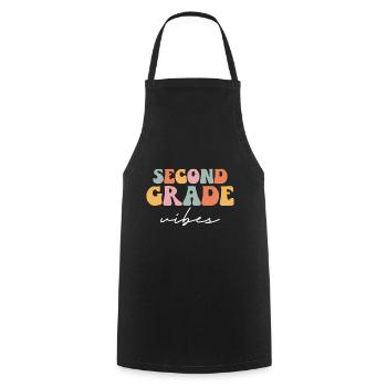 Back To School Second Grade Vibes Retro Teacher - Cooking Apron - black - Front - AI Model Male 185 dark (185cm)