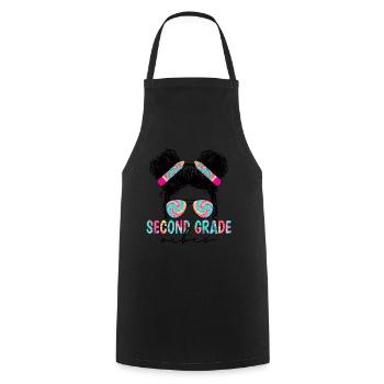 Back To School Second Grade Vibes Retro Teacher - Cooking Apron - black - Front - AI Model Male 185 dark (185cm)