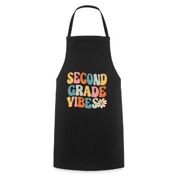 Back To School Second Grade Vibes Retro Teacher - Cooking Apron - black - Front - AI Model Male 185 dark (185cm)