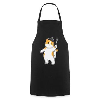 Cat Painter Brush Painting - Cooking Apron - black - Front - AI Model Male 185 dark (185cm)