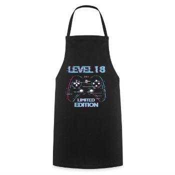 Geburtstag Level 18 Gaming Limited Edition Gamer - Kochschürze - Schwarz - Vorne - AI Model Male 185 dark (185cm)