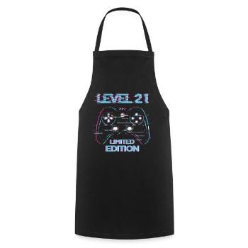 Geburtstag Level 21 Gaming Limited Edition Gamer - Kochschürze - Schwarz - Vorne - AI Model Male 185 dark (185cm)