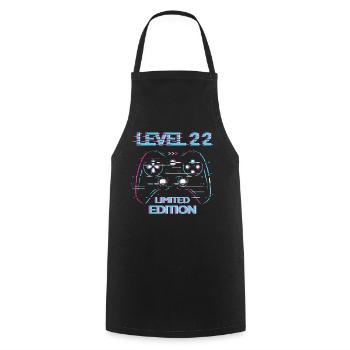 Geburtstag Level 22 Gaming Limited Edition Gamer - Kochschürze - Schwarz - Vorne - AI Model Male 185 dark (185cm)