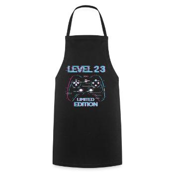 Anniversaire Niveau 23 Gaming Édition Limitée Gamer - Tablier de cuisine - noir - Devant - AI Model Male 185 dark (185cm)