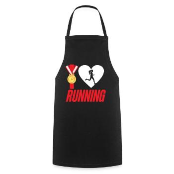 Running Runner Half Marathon Heart - Kochschürze - Schwarz - Vorne - AI Model Male 185 dark (185cm)