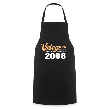 Vintage Anniversaire Anniversaire Rétro 2008 Limité - Tablier de cuisine - noir - Devant - AI Model Male 185 dark (185cm)