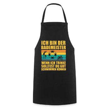 Bademeister Rettungsschwimmer Schwimmmeister - Kochschürze - Schwarz - Vorne - AI Model Male 185 dark (185cm)