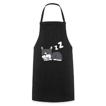 Boston Terrier Lazy Mignon Dormeur - Tablier de cuisine - noir - Devant - AI Model Male 185 dark (185cm)