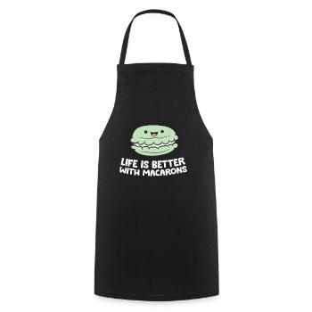 Französisches Macaron-Dessert Das Leben ist - Kochschürze - Schwarz - Vorne - AI Model Male 185 dark (185cm)