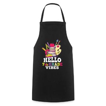 Hallo 7. Klasse Vibes Retro Groovy Frauen glücklich - Kochschürze - Schwarz - Vorne - AI Model Male 185 dark (185cm)