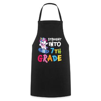 Straigt Into7th Grade Retro Groovy Femmes Heureuses - Tablier de cuisine - noir - Devant - AI Model Male 185 dark (185cm)