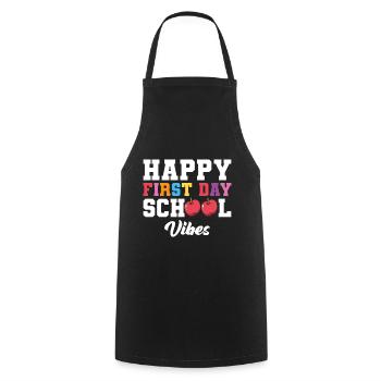 Vibrations de 7e année Retro Groovy Women Happy First - Tablier de cuisine - noir - Devant - AI Model Male 185 dark (185cm)