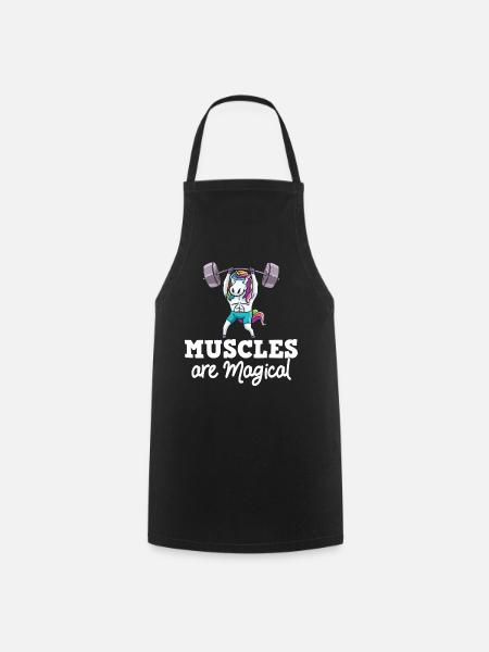 Einhorn Muskel Workout Fitness Training Sport - Kochschürze - Schwarz